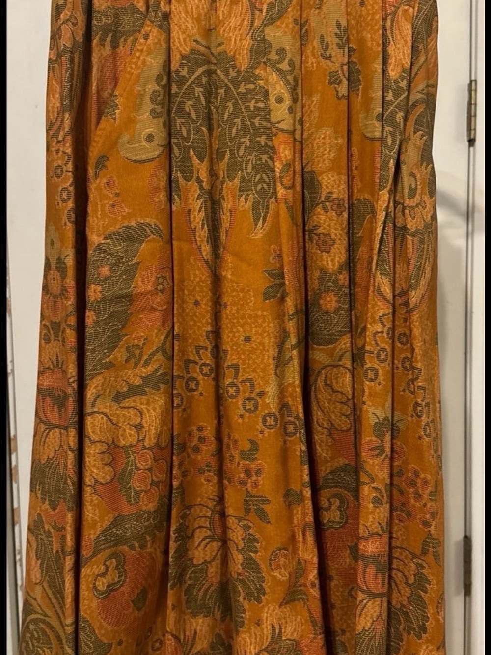 Leslie Fay Women's Floral Maxi Skirt in Mustard Orange